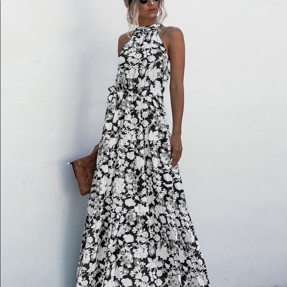 Boho Gypsy Halter Belted Maxi Dress New - Picture 3 of 12